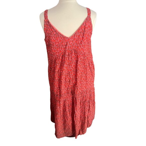 Joie Size XXL Orange Tea Rose Flowy Boho V-Neck Tiered Sleeveless Maxi Dress - Picture 8 of 16